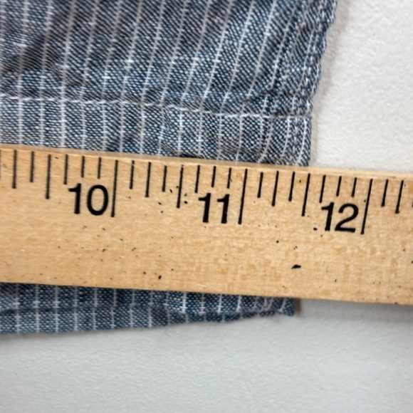 Everlane Linen Way-High Drape Pant 14 Wide Leg Pleated Blue Pinstripe Chambray - Picture 15 of 16